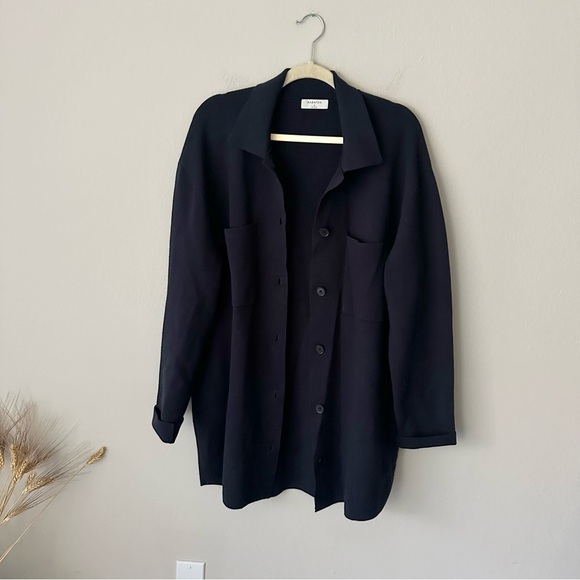 Aritzia Babaton Society Sweater Button Down Collar in Navy Medium - Picture 4 of 13
